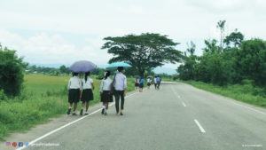 Kids off to school, in Karbi Anglong district of Assam