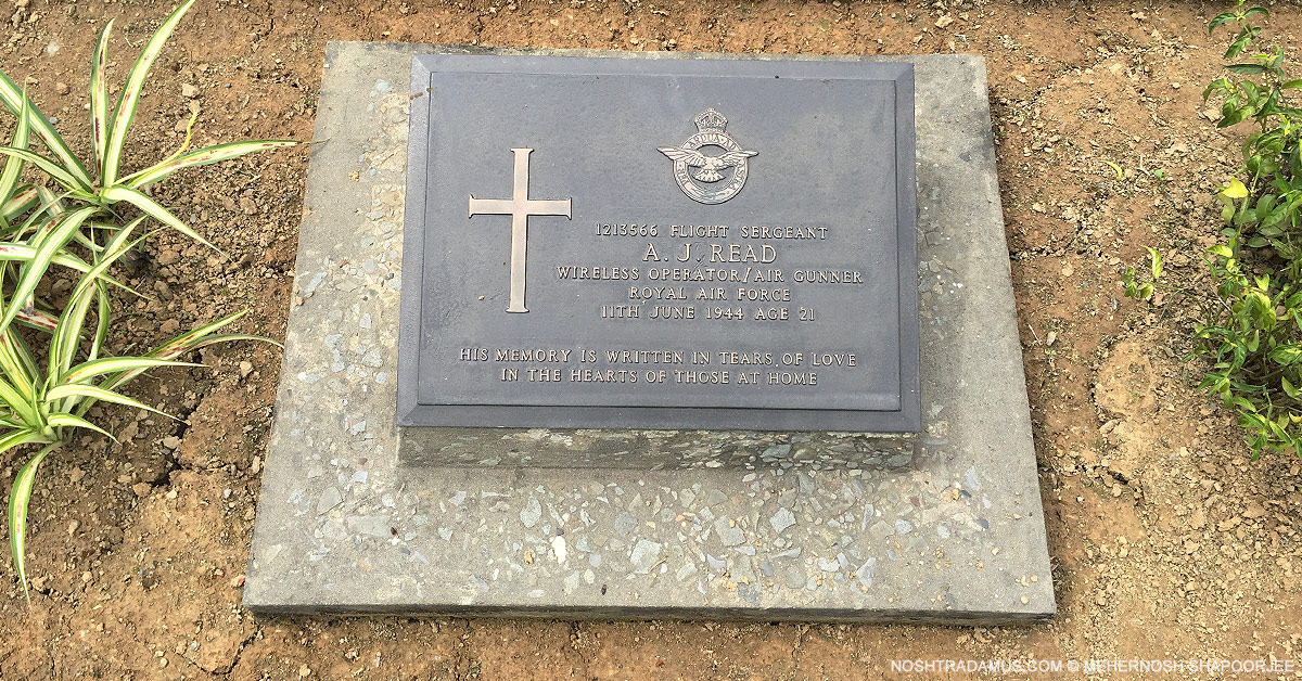 Kohima War Cemetary – Tombstone of Flt Sgt A J Read of the Royal Airforce